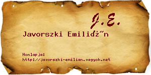 Javorszki Emilián névjegykártya